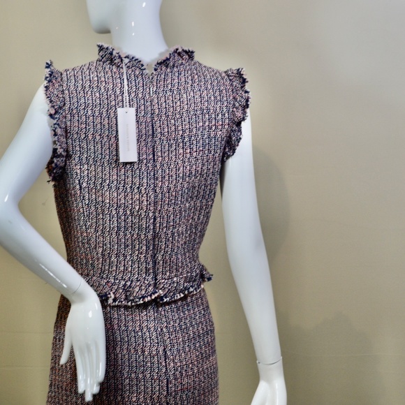 ๐๐ท๏ธ  Rebecca Taylor Navy/Blush  Tweed Work/Office Dress - Picture 9 of 15